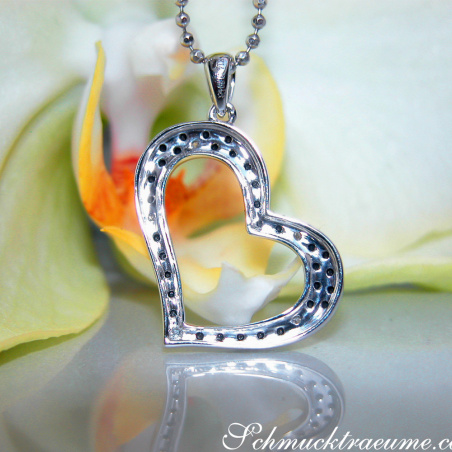 Delicate Black Diamond Heart Pendant