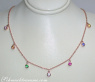 Delicate Multicolor Sapphire Necklace in Rose gold