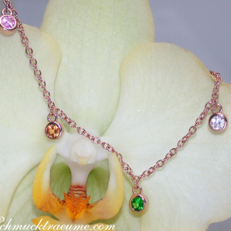 Delicate Multicolor Sapphire Necklace in Rose gold