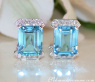 Attractive Blue Topaz Earrings with Diamonds