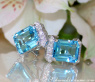 Attractive Blue Topaz Earrings with Diamonds