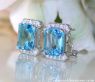 Attractive Blue Topaz Earrings with Diamonds