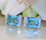 Attractive Blue Topaz Earrings with Diamonds