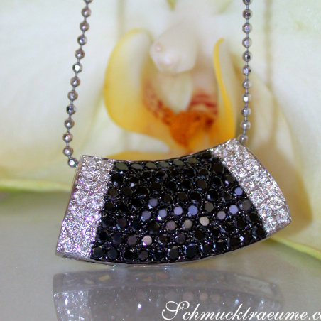 Minimalist Black and White Diamond Pendant