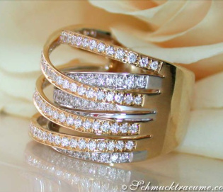 Stately Multi Row Diamond Ring (Two-tone Finish)