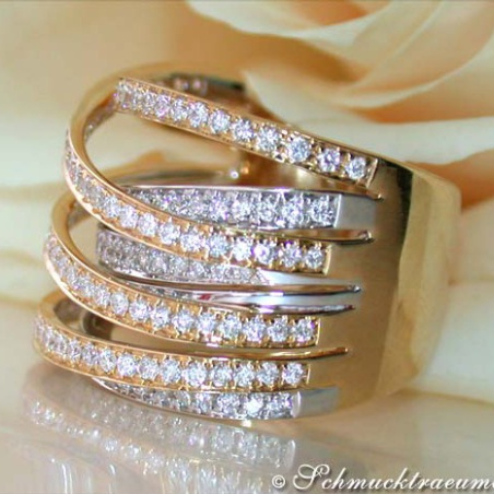 Stately Multi Row Diamond Ring (Two-tone Finish)