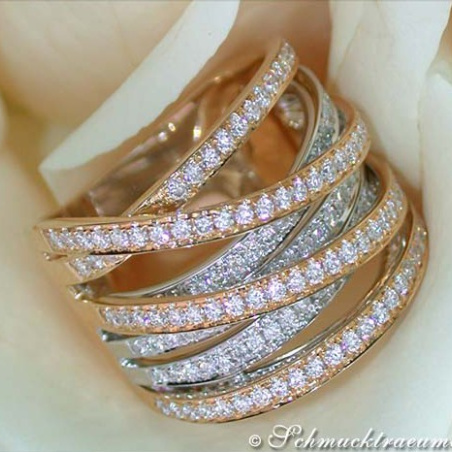 Stately Multi Row Diamond Ring (Two-tone Finish)