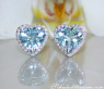 Pretty Aquamarine Heart Studs with Diamonds