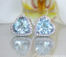 Pretty Aquamarine Heart Studs with Diamonds