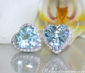 Pretty Aquamarine Heart Studs with Diamonds