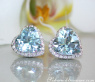 Pretty Aquamarine Heart Studs with Diamonds
