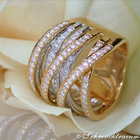Stately Multi Row Diamond Ring (Two-tone Finish)