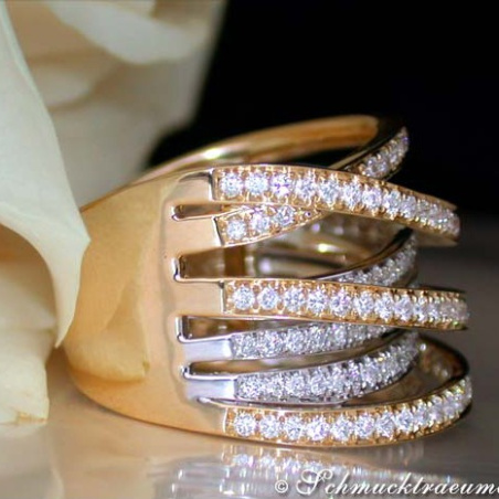 Stately Multi Row Diamond Ring (Two-tone Finish)