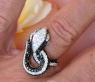 Extravagant Snake Ring with Black Diamonds