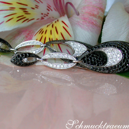 Modern Dangle Earrings with Black Diamonds