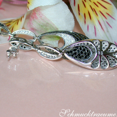 Modern Dangle Earrings with Black Diamonds