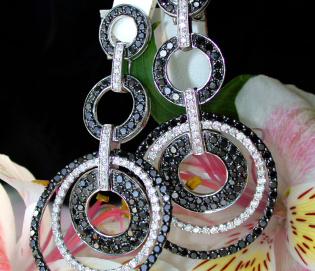 Impressive Circle Earrings with Black Diamonds