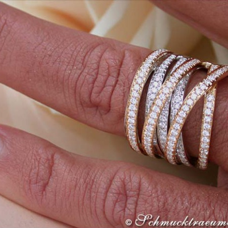 Stately Multi Row Diamond Ring (Two-tone Finish)