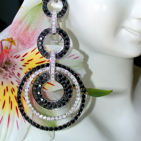 Impressive Circle Earrings with Black Diamonds