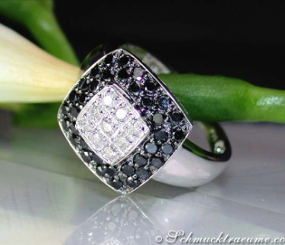 Timeless black and white diamond ring