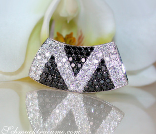 Striking Black & White Diamond Zig Zag Pendant