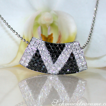 Striking Black & White Diamond Zig Zag Pendant