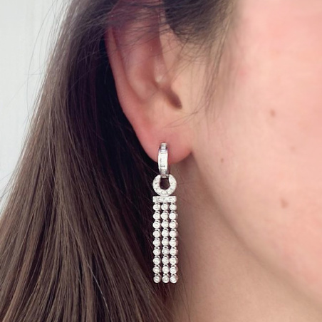 Splendid Dangling Earrings with Diamonds in White gold 14k
