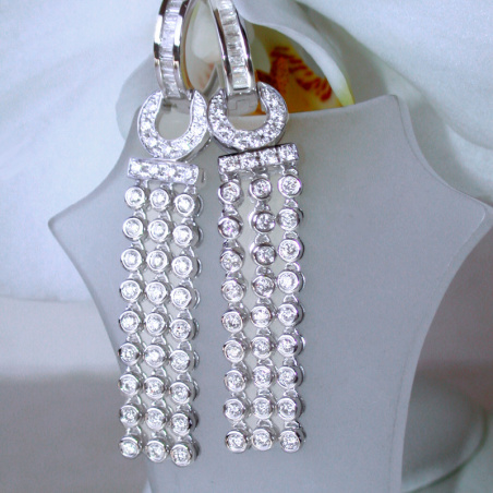 Splendid Dangling Earrings with Diamonds in White gold 14k