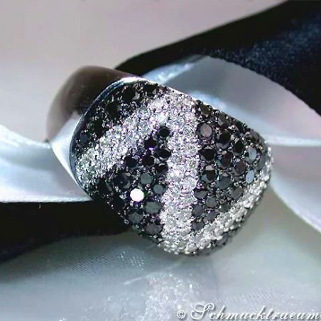 Black & White Diamond Zig - Zag Ring