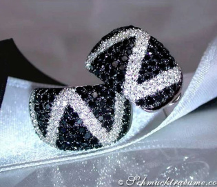Stately Black & White Diamond Zig - Zag Earrings