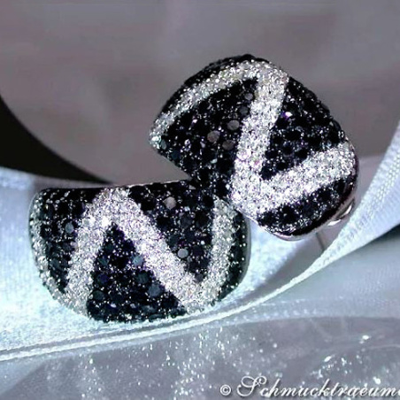 Stately Black & White Diamond Zig - Zag Earrings