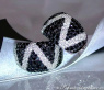Stately Black & White Diamond Zig - Zag Earrings