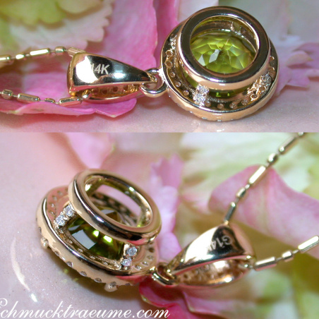 Delicate Peridot Pendant with Diamonds