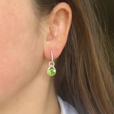 Enchanting Peridot Earrings with Diamonds