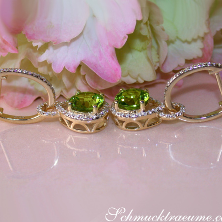 Enchanting Peridot Earrings with Diamonds