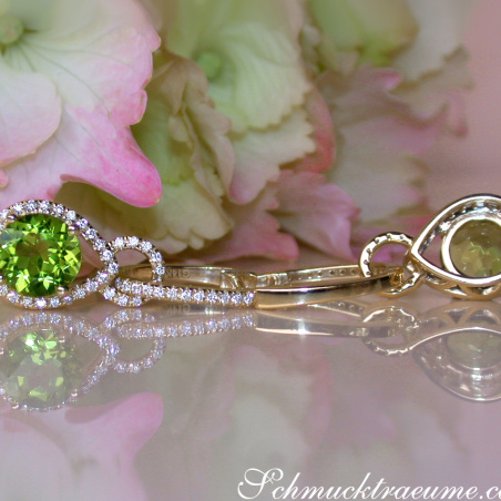 Enchanting Peridot Earrings with Diamonds
