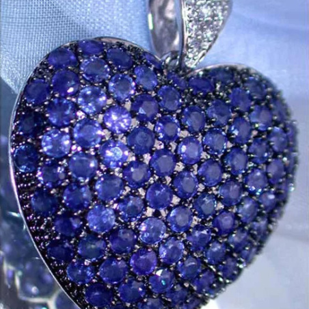 Precious Sapphire Diamond Heart Pendant