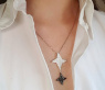 Extravagant Black & White Diamond Star Pendant