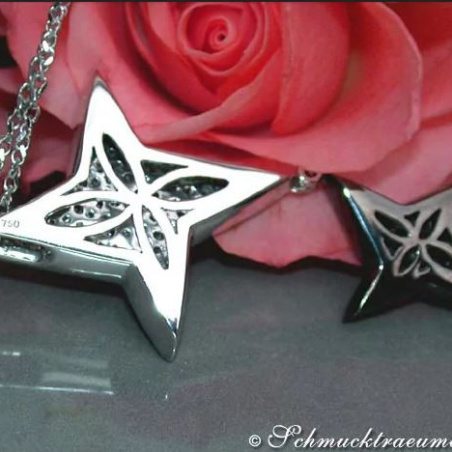 Extravagant Black & White Diamond Star Pendant