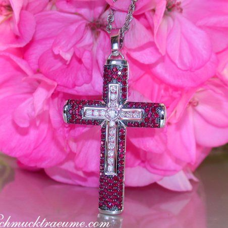 Magnificent Cross in Cross Pendant with Rubies