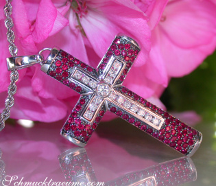Magnificent Cross in Cross Pendant with Rubies
