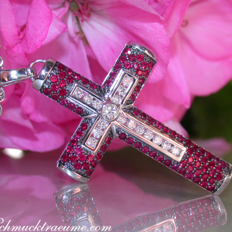 Magnificent Cross in Cross Pendant with Rubies