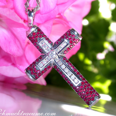 Magnificent Cross in Cross Pendant with Rubies