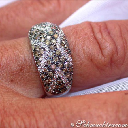 Interesting Brown & White Diamond Ring