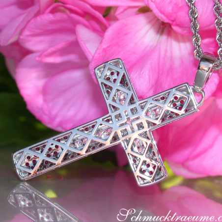 Kreuz Anhänger mit Rubinen