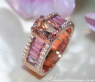 Exquisite Morganite Ring with Pink Sapphires and Diamonds