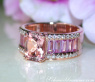 Exquisite Morganite Ring with Pink Sapphires and Diamonds