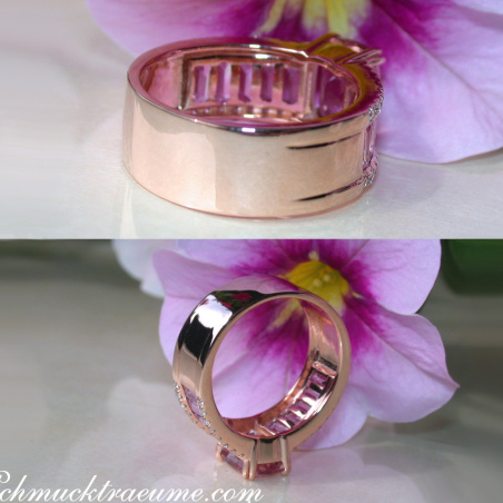 Exquisite Morganite Ring with Pink Sapphires and Diamonds