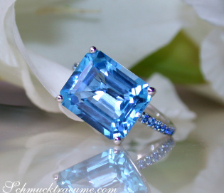 Striking Blue Topaz Ring with Sapphires