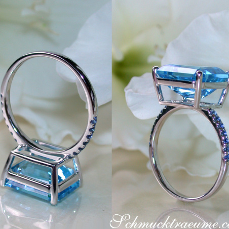 Blautopas Ring mit Saphiren